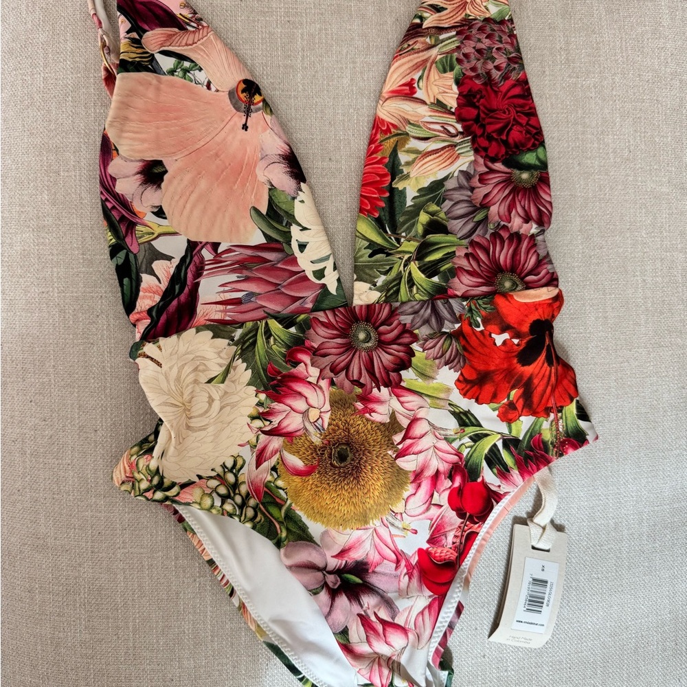 OndadeMar Floral One Piece Swimsuit - Red, Green, Pink